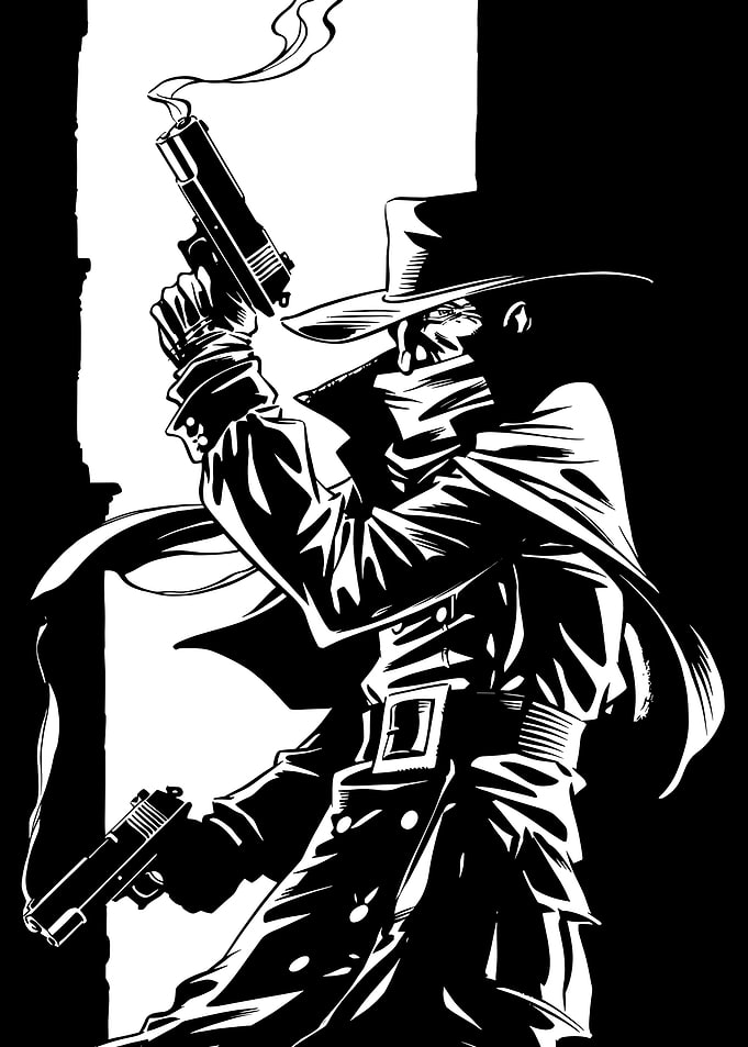 Mysterious Figure with Dual Pistols