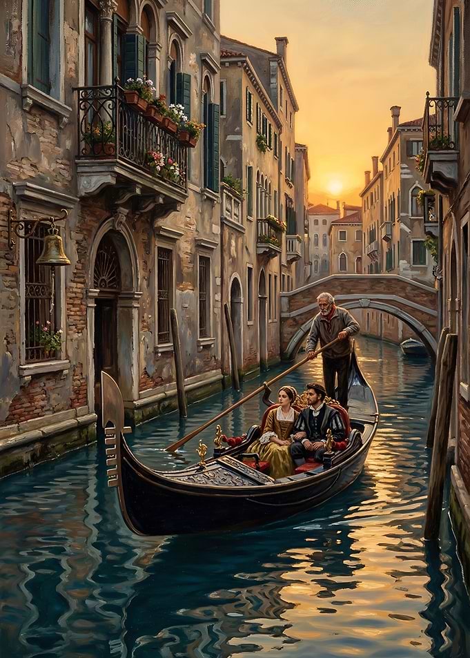 Venice Canal Gondola Ride at Sunset