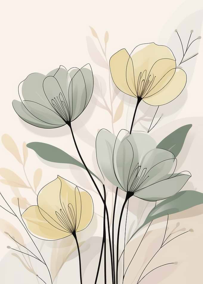 Abstract Floral Line Art