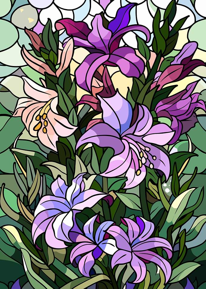 Stained Glass Floral Arrangement