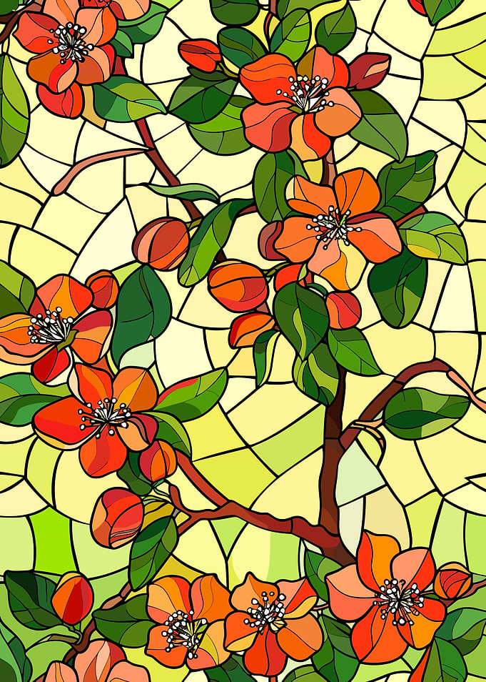 Stained Glass Floral Branch