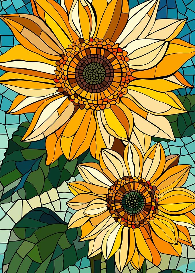 Stained Glass Sunflowers