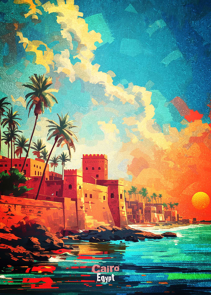 Cairo Egypt Sunset Painting
