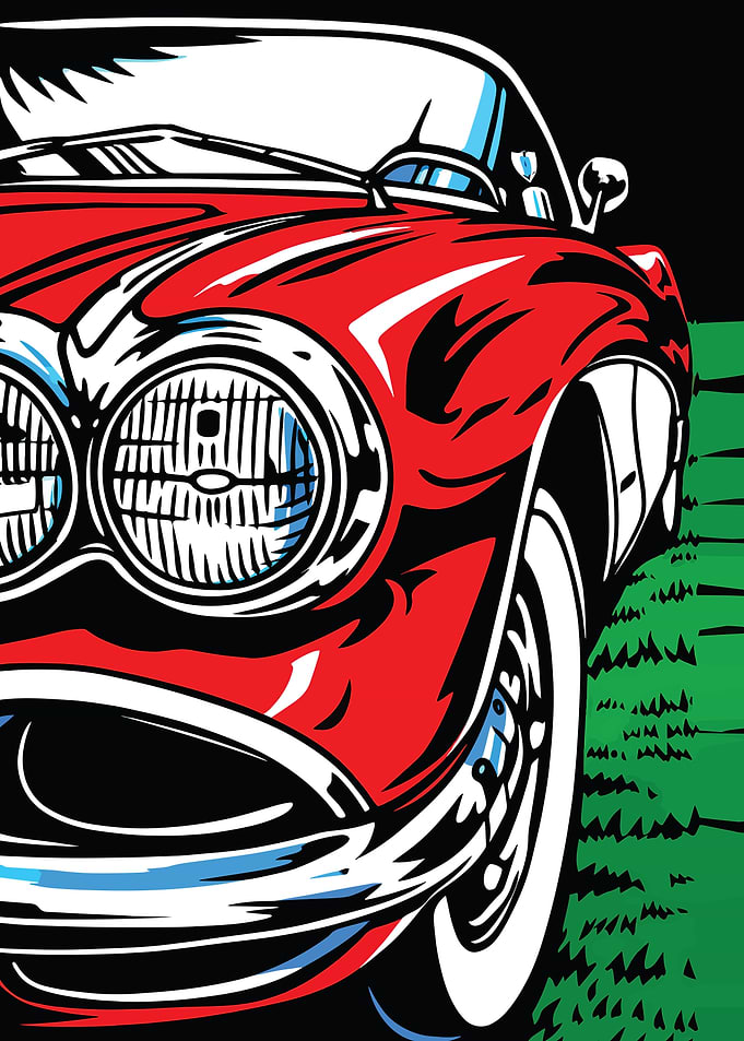 Red Vintage Car Close-up