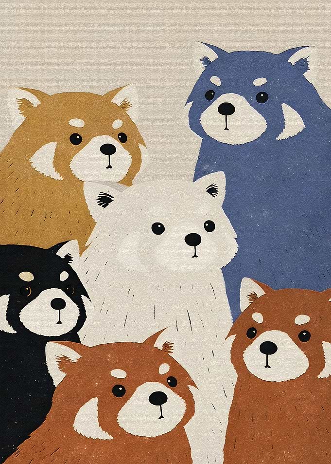 Group of Cute Red Pandas