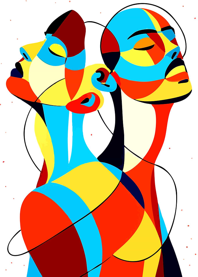 Abstract Faces in Bold Colors