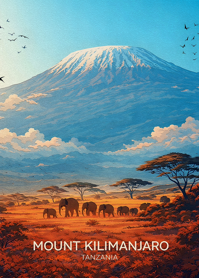Mount Kilimanjaro with Elephants