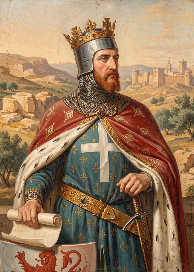 Medieval King with Crown and Sword