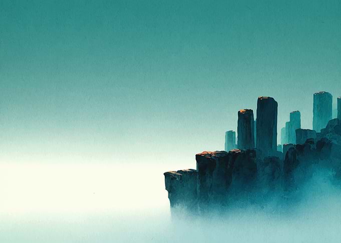 Misty Mountain Cityscape