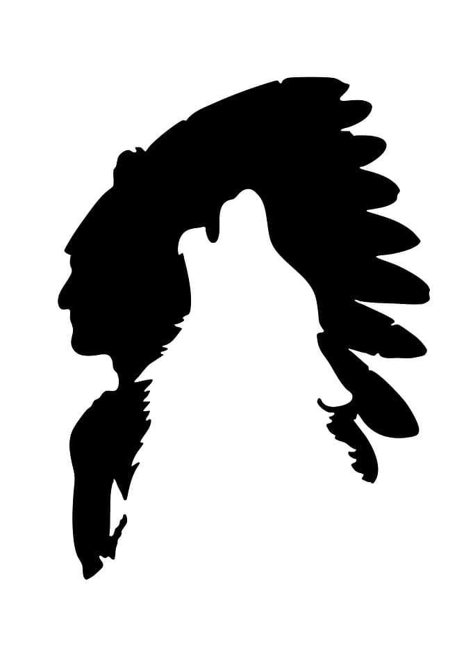 Native American Chief and Wolf Silhouette