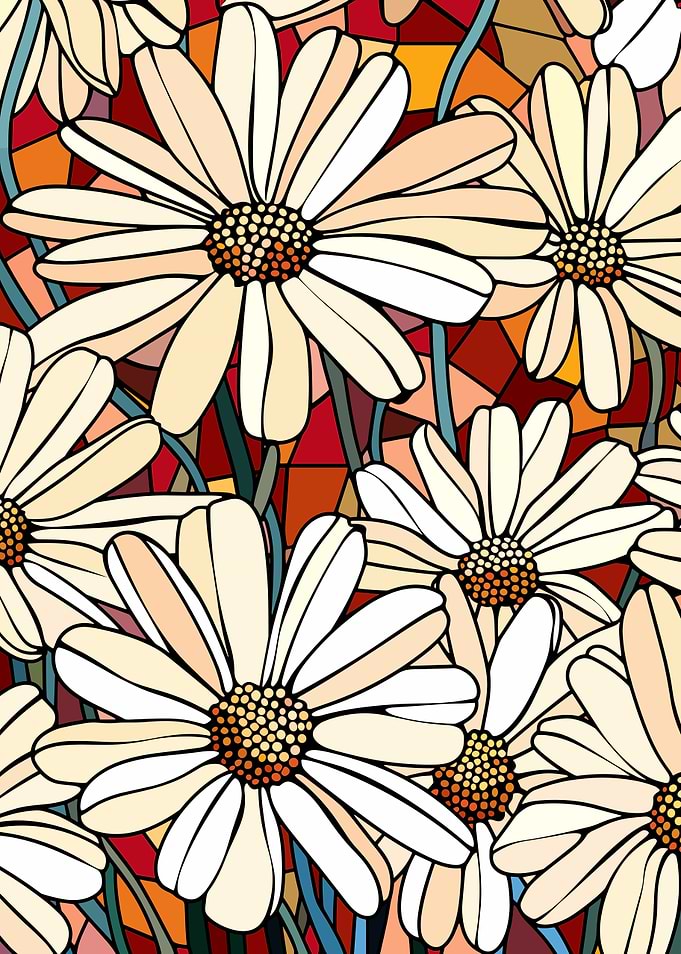 Stained Glass Daisy Pattern