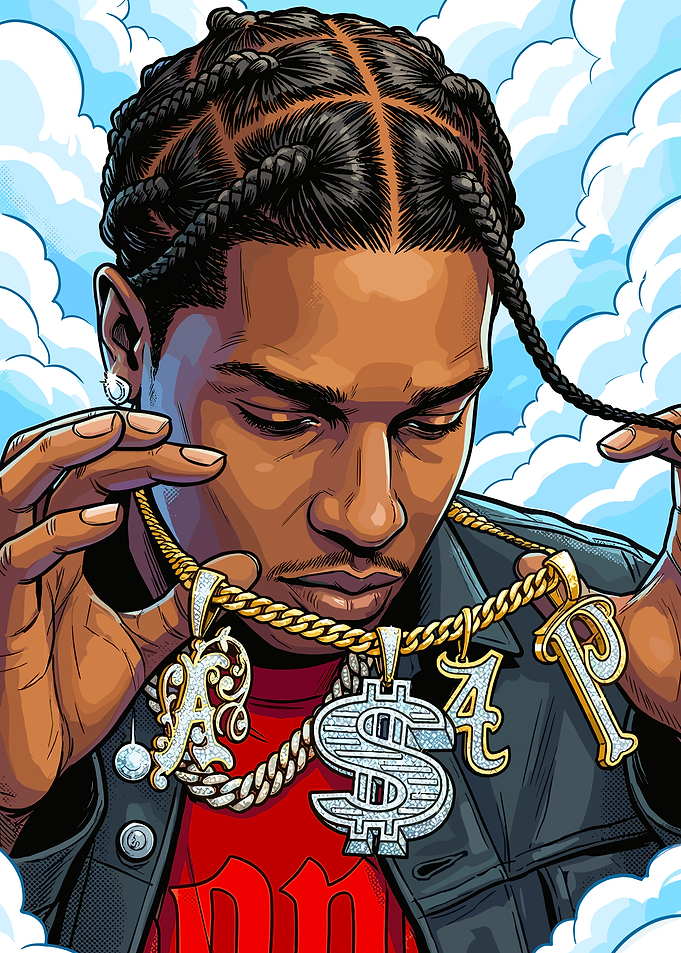 Rapper A$AP Rocky with Gold Chains