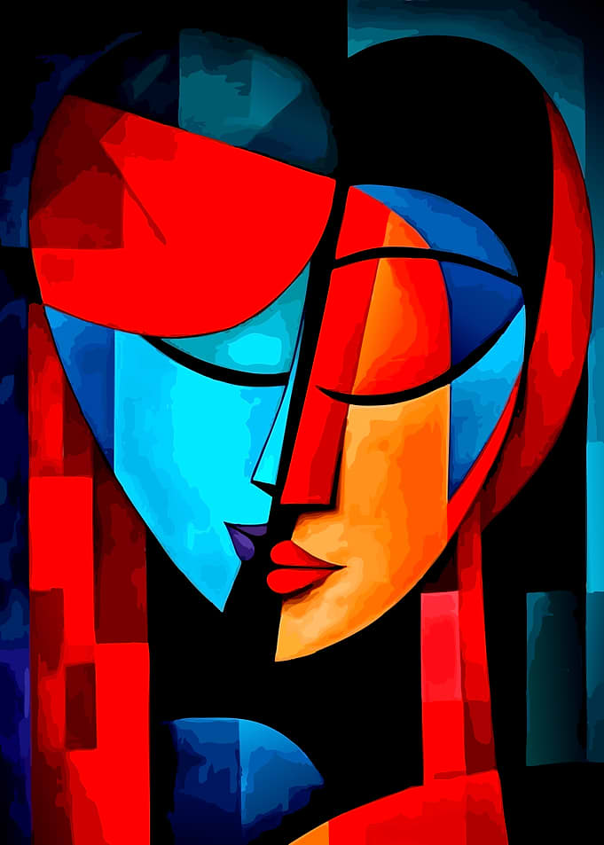 Abstract Faces Kissing