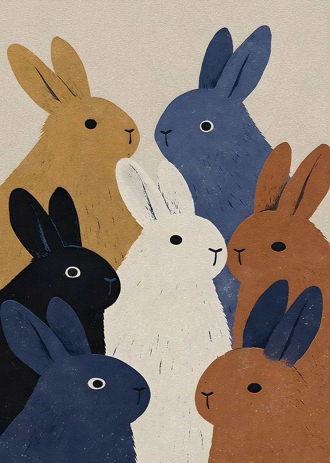 Group of Stylized Rabbits