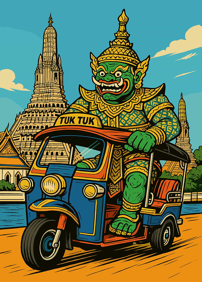 Green Giant Driving a Tuk-Tuk in Bangkok