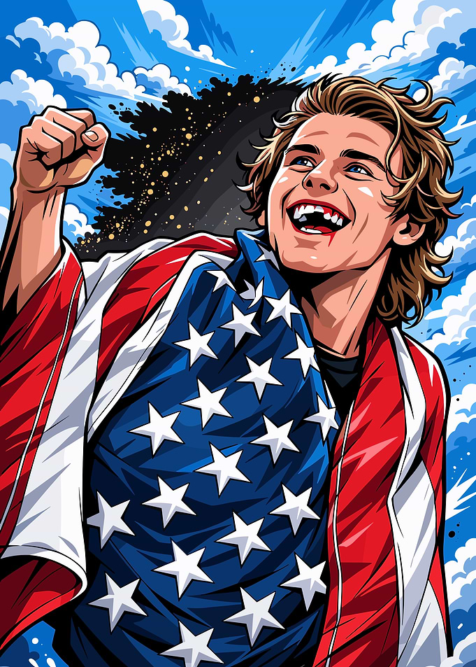 Jack Hughes American Flag