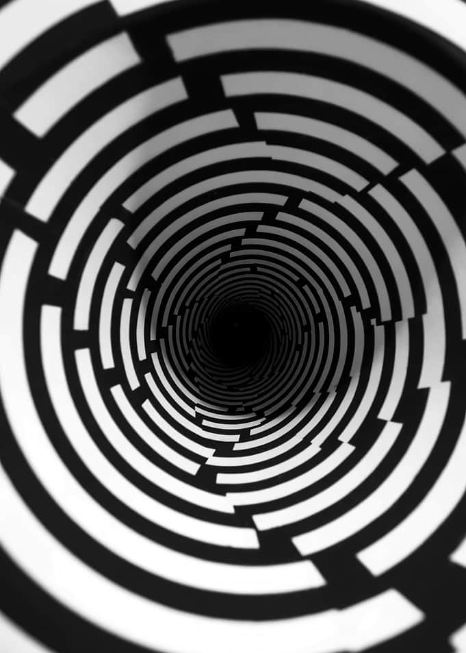 Hypnotic Tunnel of Black and White Circles