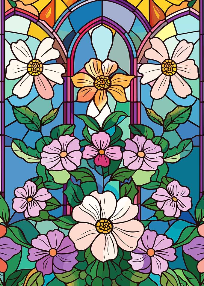 Stained Glass Floral Window
