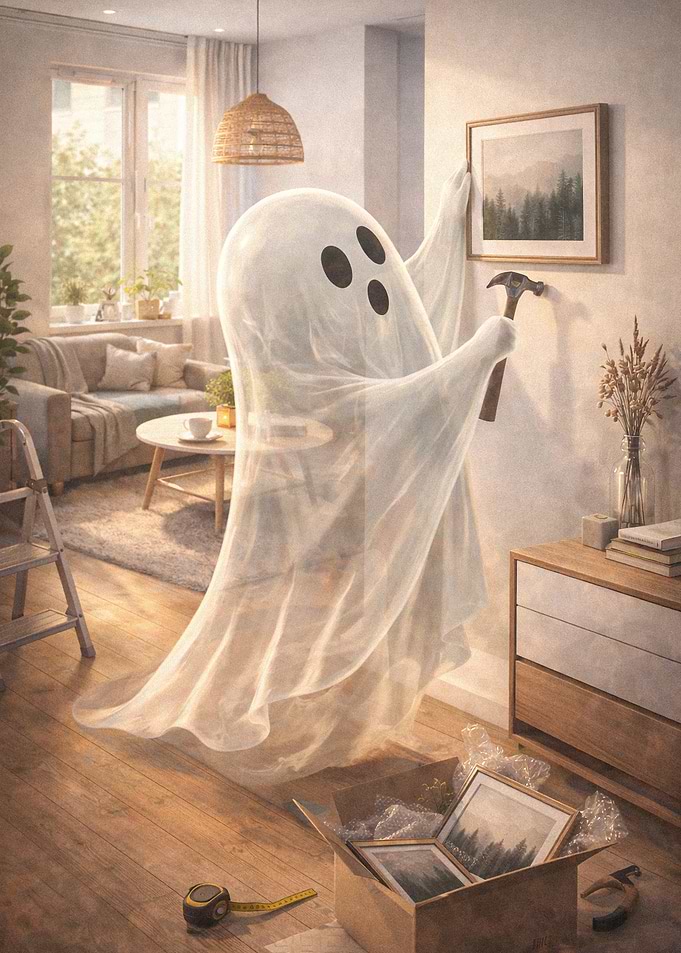 Meme Absurd Ghost Hanging Picture