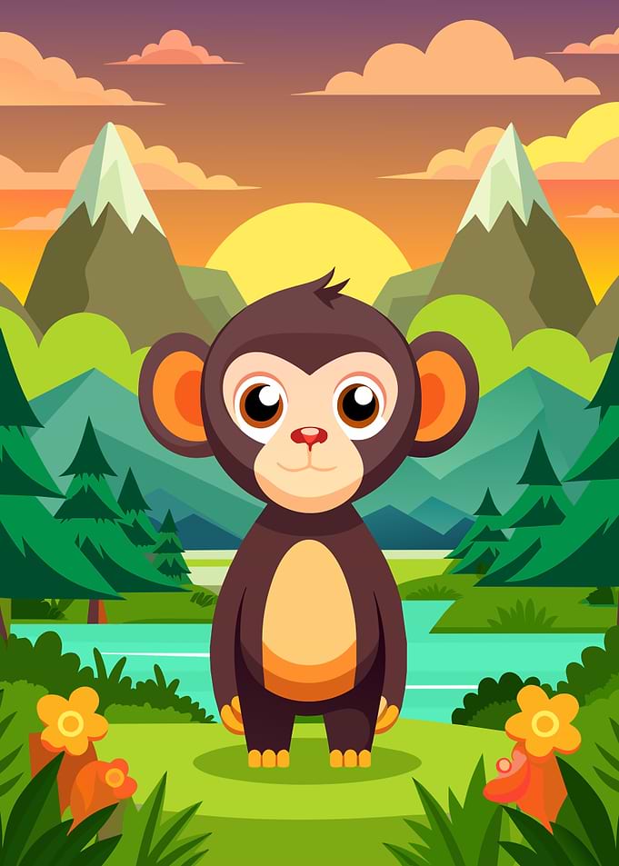 Cute Monkey in a Mountain Landscape