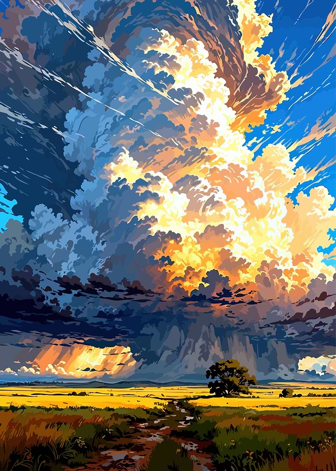 Dramatic Sky Over a Field