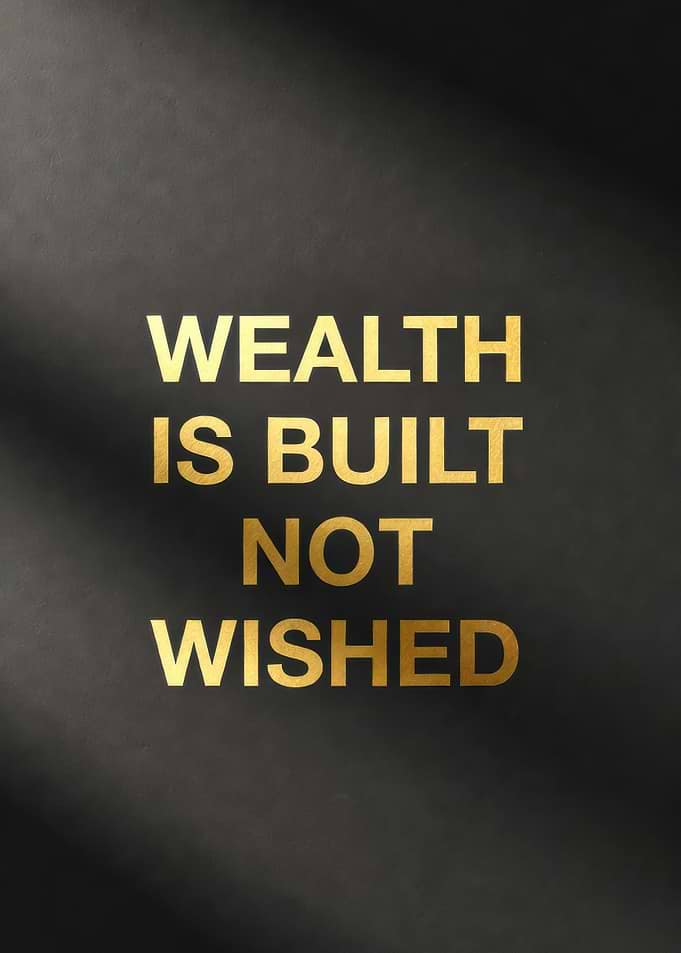 Wealth is Built Not Wished Text Art