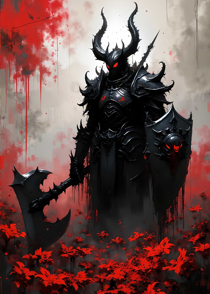 Dark Knight with Axe and Shield
