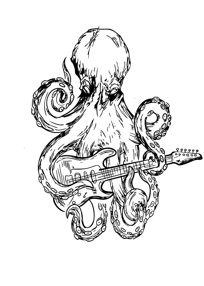 Octopus playing electric guitar