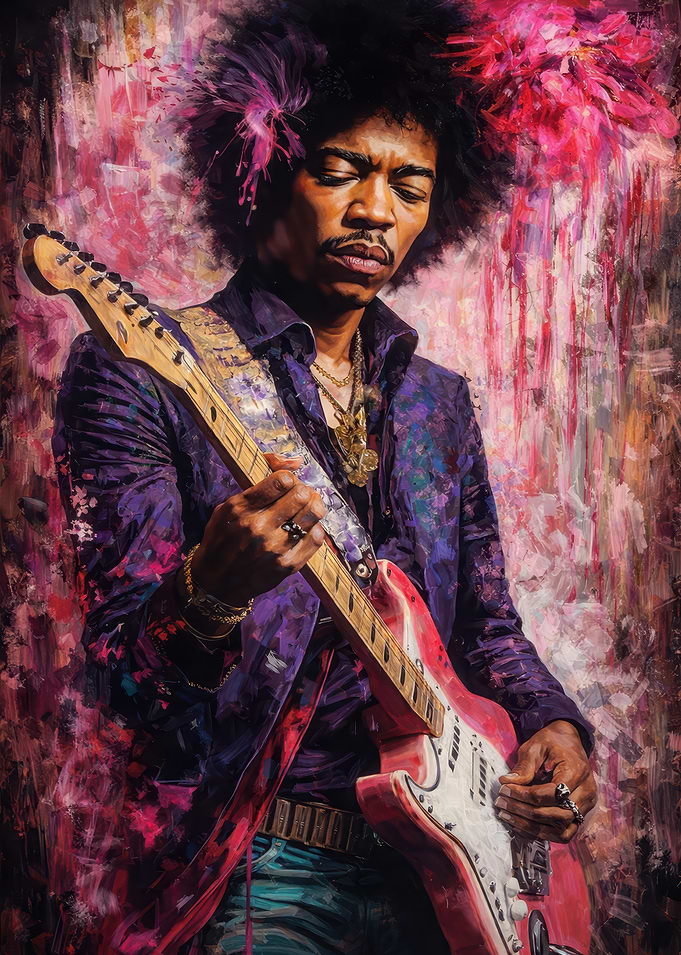 Jimi Hendrix Playing Guitar
