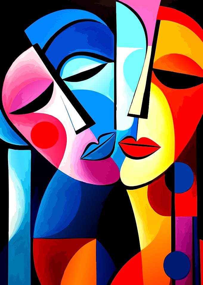 Abstract Faces Kissing