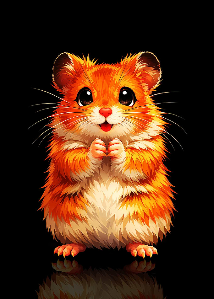 Cute Orange Hamster with Big Eyes