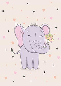 Cute Elephant Holding Flowers