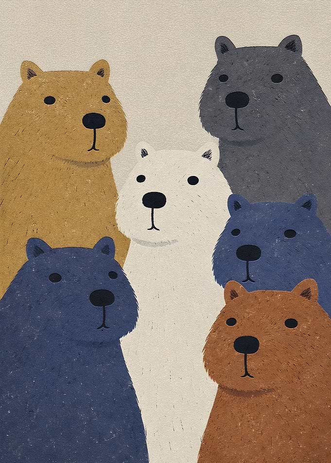 Group of Cute Cartoon Bears