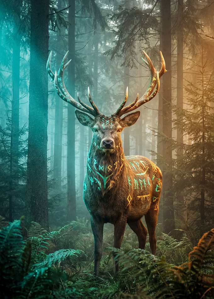 Mystical Stag in Enchanted Forest