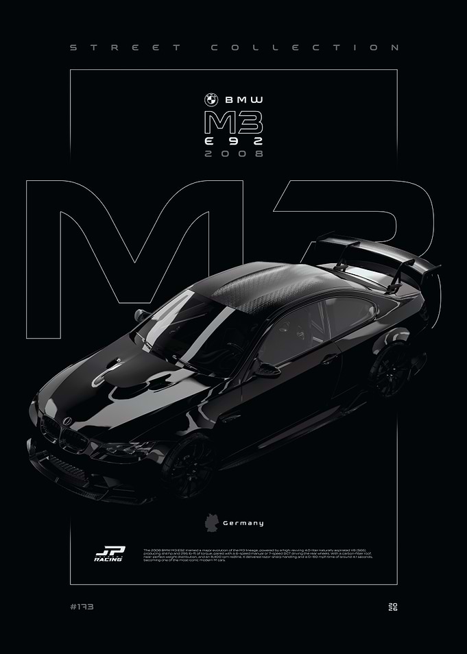 BMW M3 E92 2008 Poster