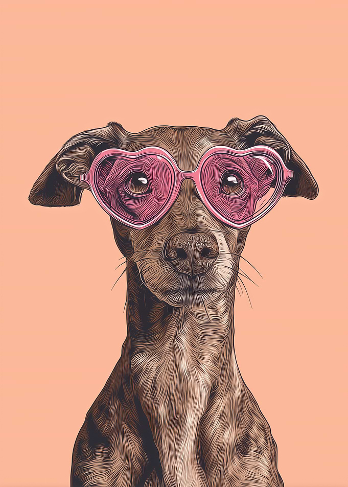 Dog Wearing Heart Sunglasses
