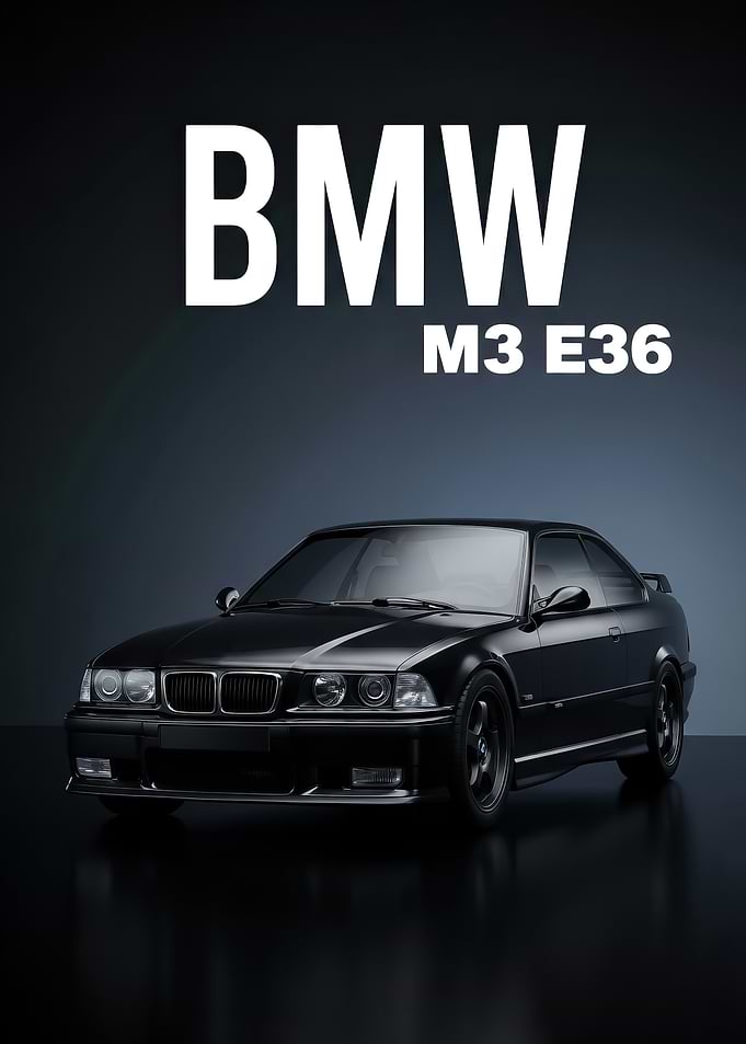 black BMW M3 E36 Coupe poster