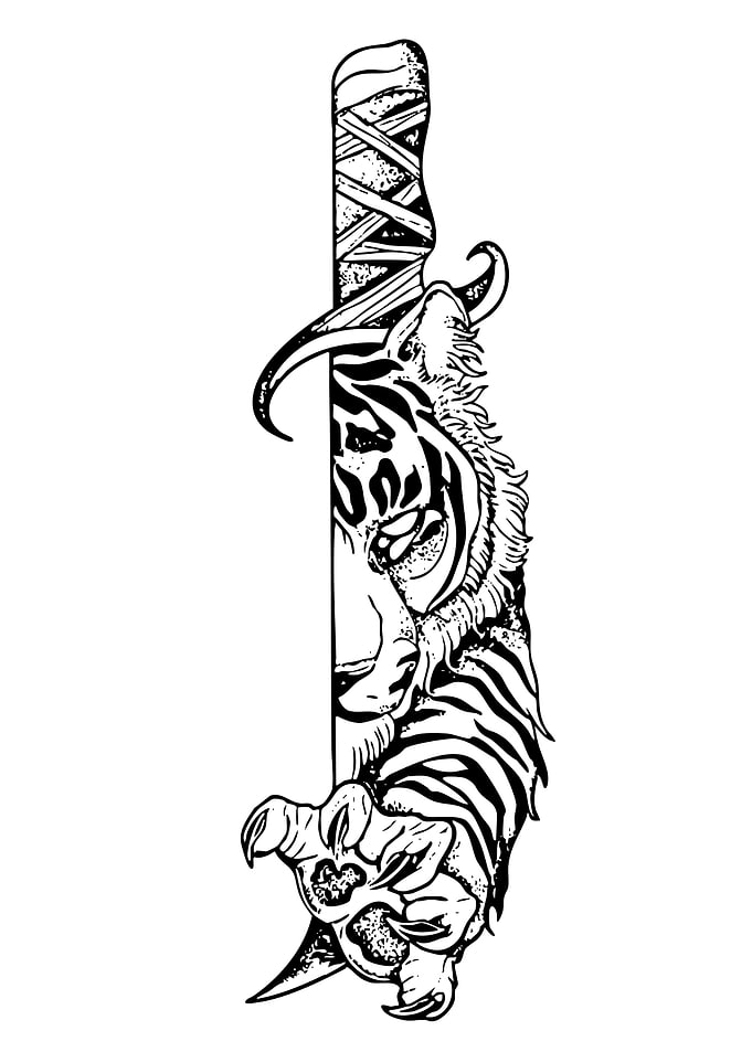 Tiger and Katana Tattoo Design