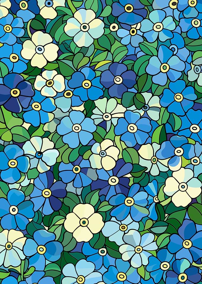 Blue Forget-Me-Not Floral Pattern