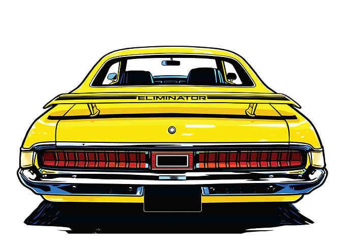 Yellow Eliminator Car Rear View