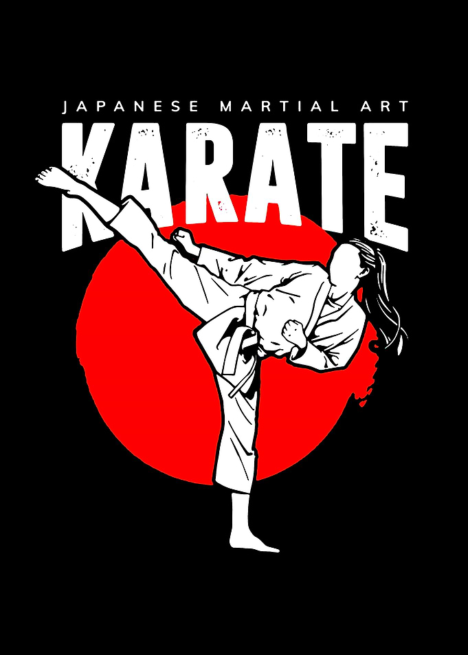 Karate Kick with Japanese Sun