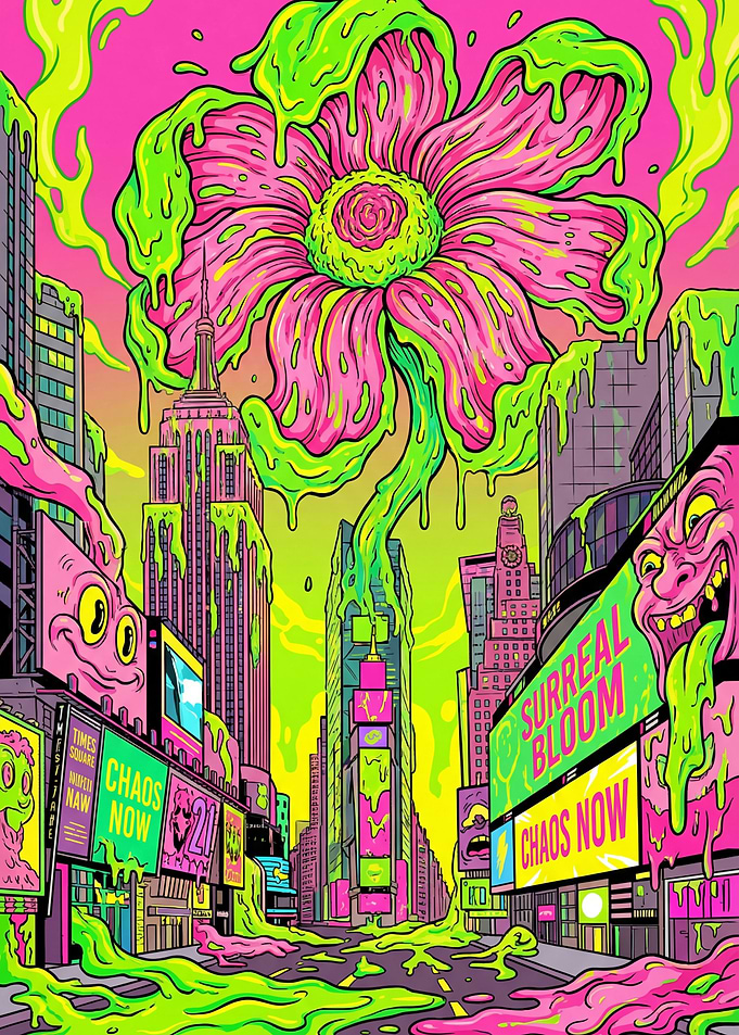 Surreal Bloom in Times Square