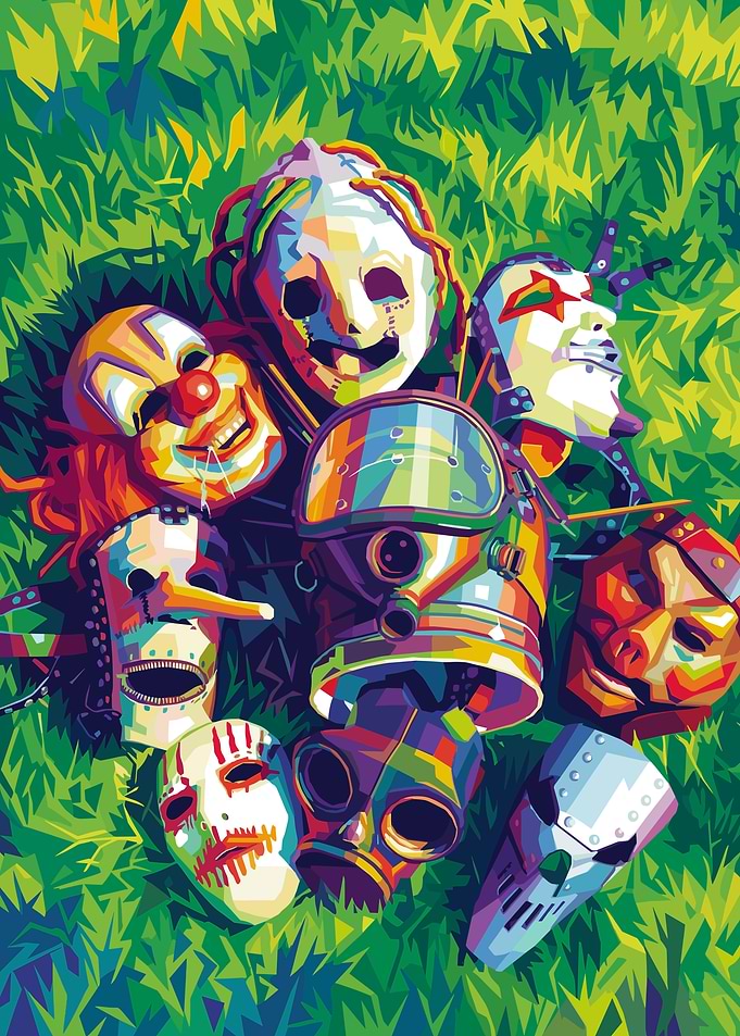 Slipknot Masks in Grass