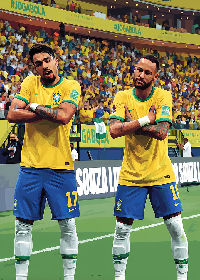 Brazilian Football Players Celebrating