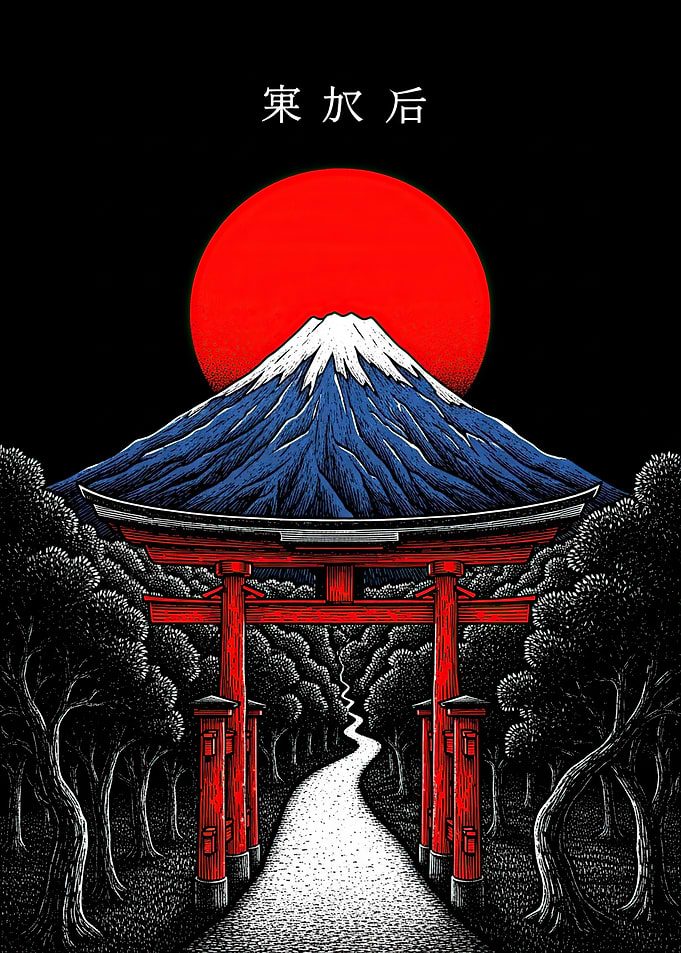 Mount Fuji Torii Gate Sunset