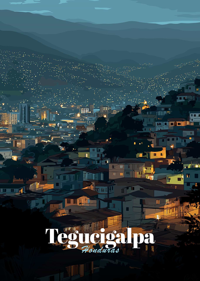 Tegucigalpa, Honduras Cityscape at Night