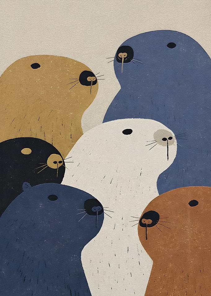 Group of Stylized Seals