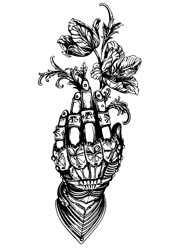 Armored Hand with Flowers