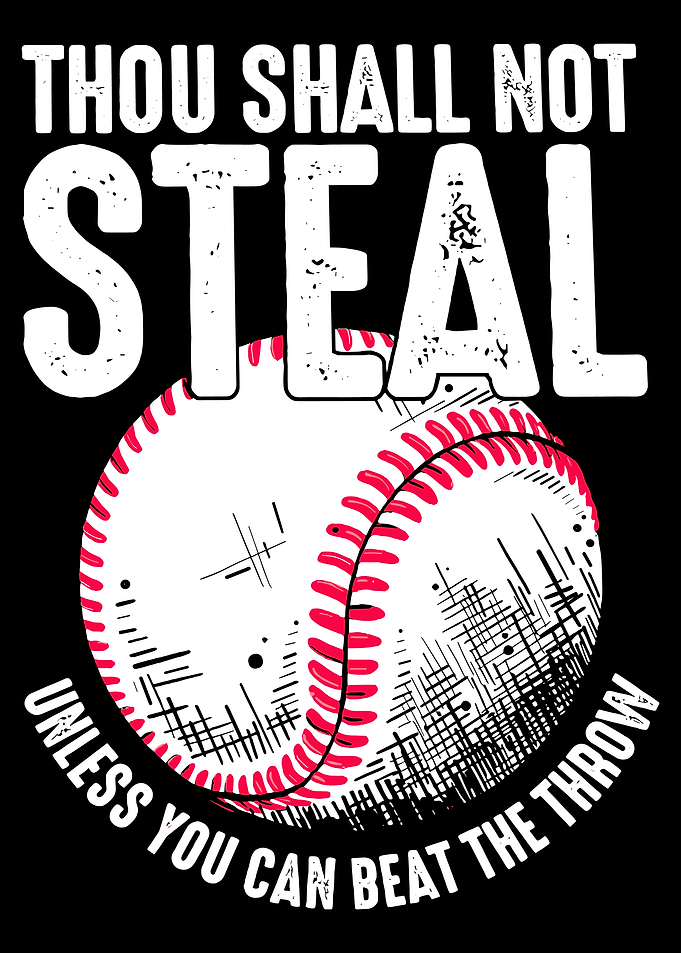 Thou Shall Not Steal Baseball Poster, Funny Baseball Quote Wall Art, Vintage Sport Print