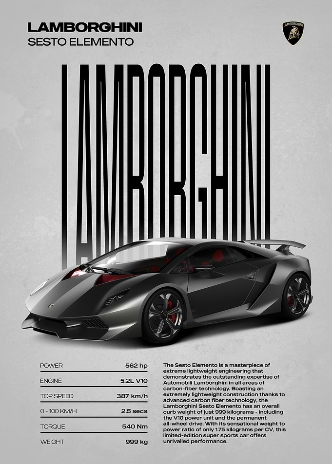 Lamborghini Sesto Elemento Poster
